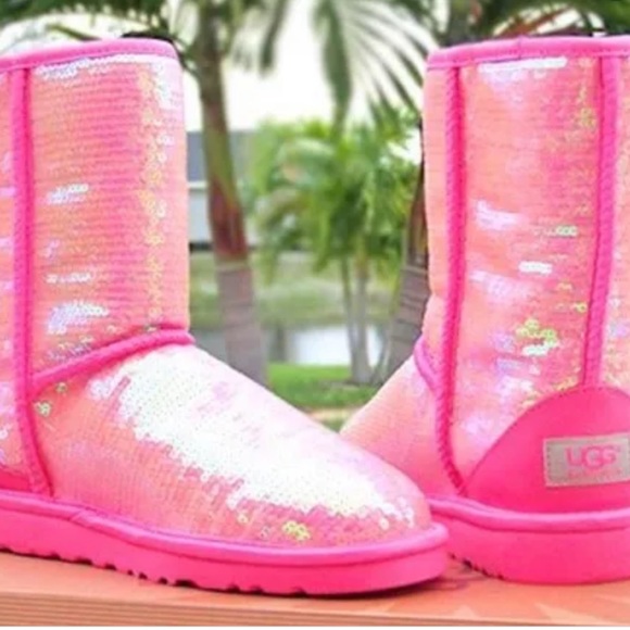 UGG | Shoes | Ugg Pink Sequins Boots Size 8 | Poshmark